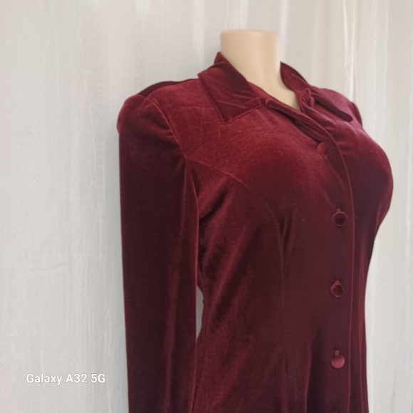 Talbots  Vtg Women Size 6 Rich Burgundy Long Sleeve Dress - Picture 6 of 16